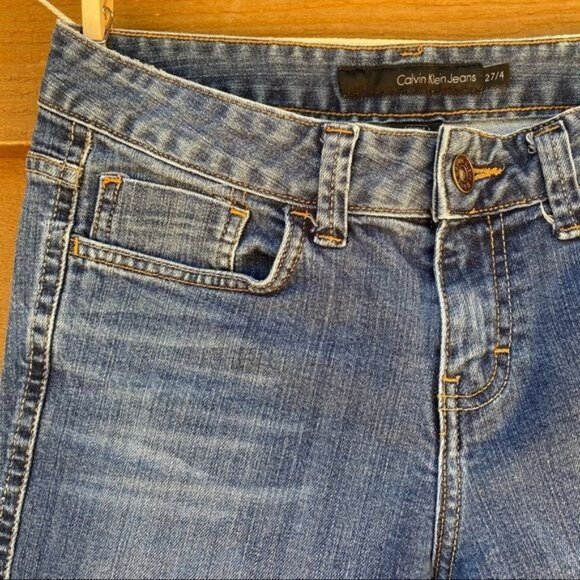 Calvin Klein Jeans Lean Boot Button Pockets Blue Jeans Size 27/4 - Picture 7 of 12